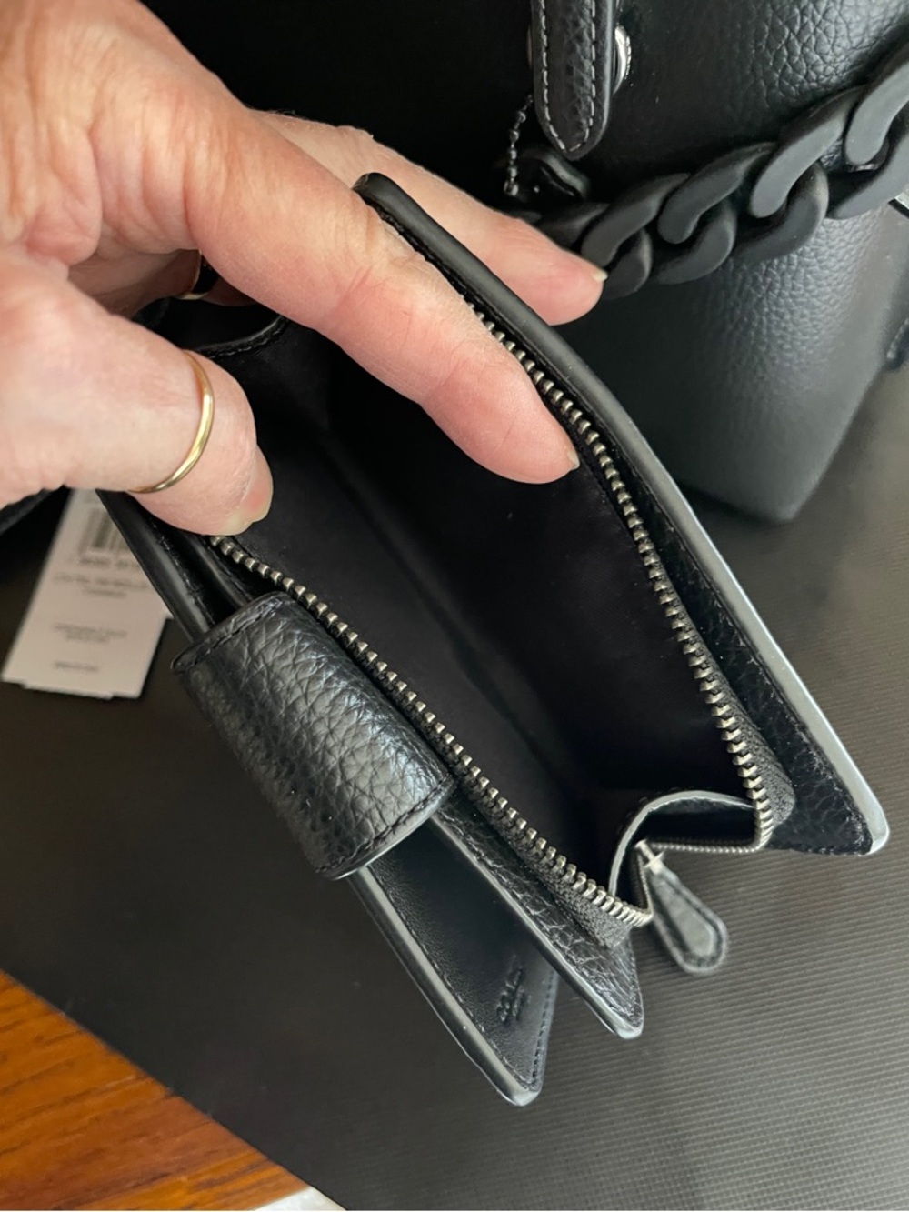 NWT Coach Black Mollie 25 Tote with Chain Strap and Matching Wallet - Picture 12 of 13